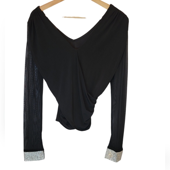 Kimcine Curve Women's Black Embellished Blouse Size Medium - Picture 2 of 5